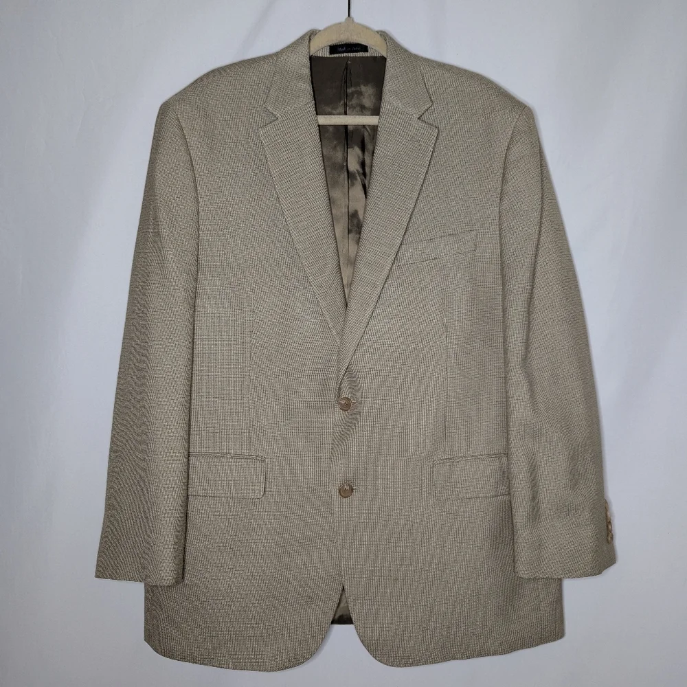 Lauren Ralph Lauren Men's Tan Silk Wool Single Breasted Blazer Jacket Size 46R